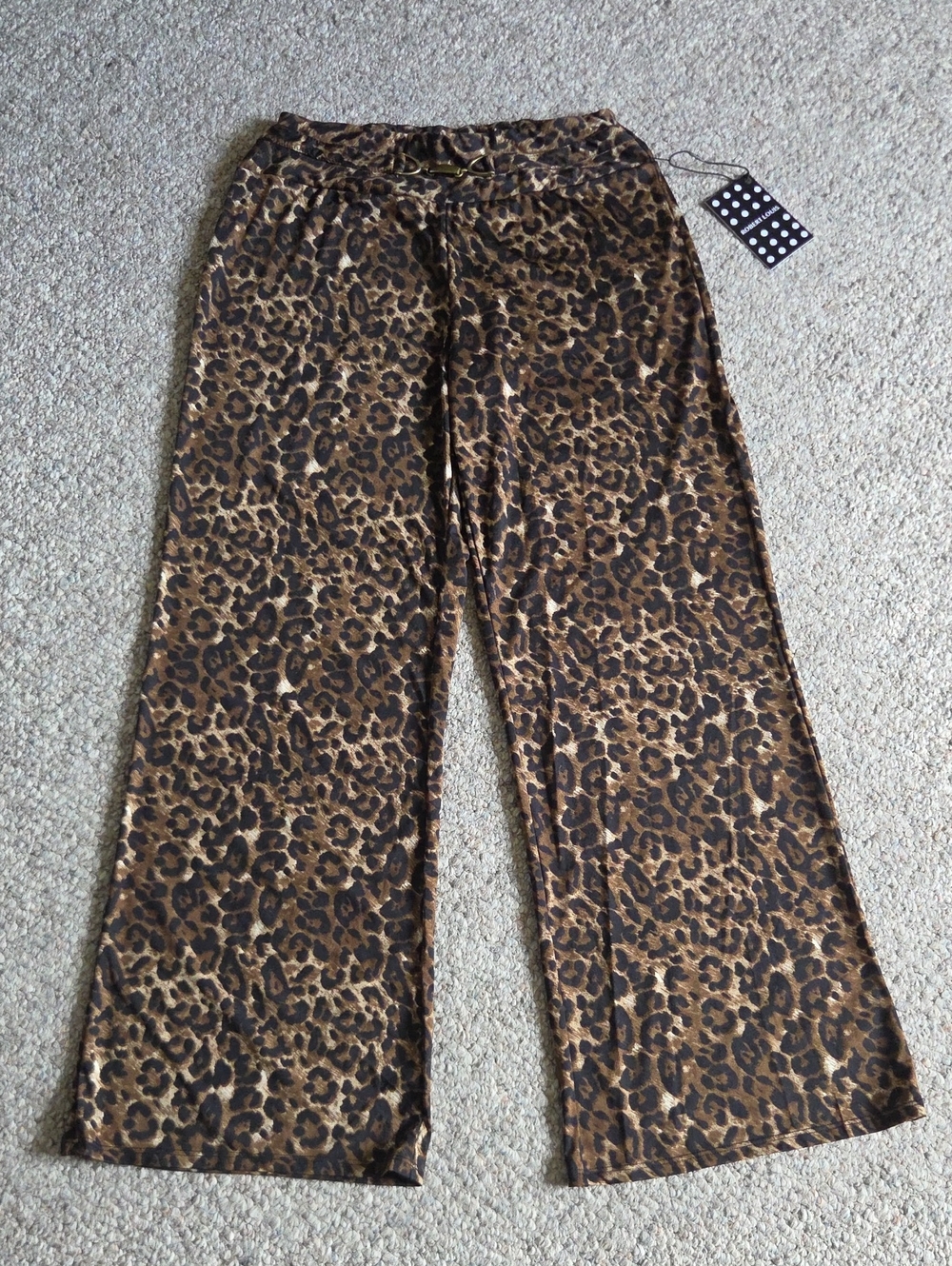 New Robert Louis Leopard-Print Wide Leg Pants - Brown & Black